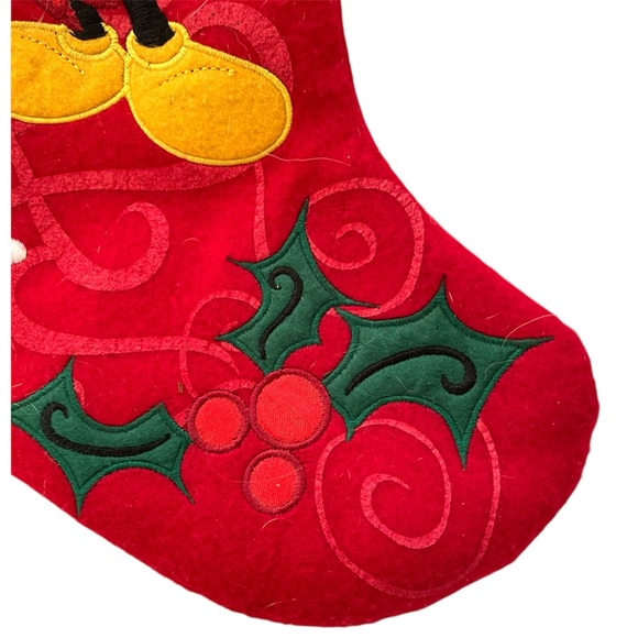 2010 Disney Mickey Minnie Mouse Christmas 18" Stocking Corduroy /fleece - Picture 5 of 8